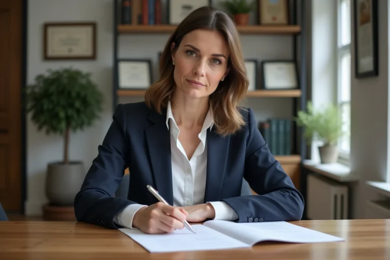 Femme d affaires en costume dans un bureau moderne